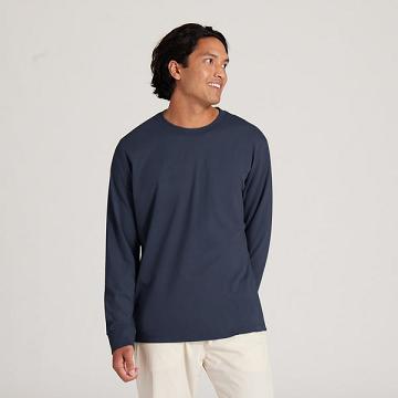 Allbirds Allgood Cotton Long Sleeve Men's T Shirts Navy | SG4290FM