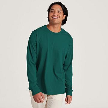 Allbirds Allgood Cotton Long Sleeve Men's T Shirts Turquoise | SG4291DN