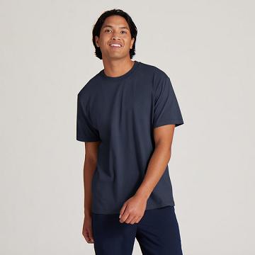 Allbirds Allgood Cotton Men's T Shirts Navy | SG4297UT