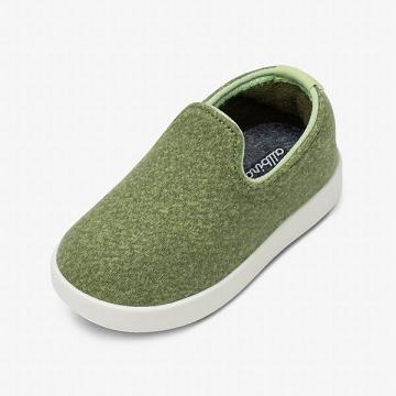 Allbirds Smallbirds Wool Loungers Kids' Slip On Shoes Olive | SG4875GL